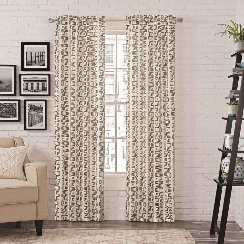 PAIRS to Go Curtain Panels Zaya Neutral Chocolate Brown 2 Panel Set 56 X 84 in